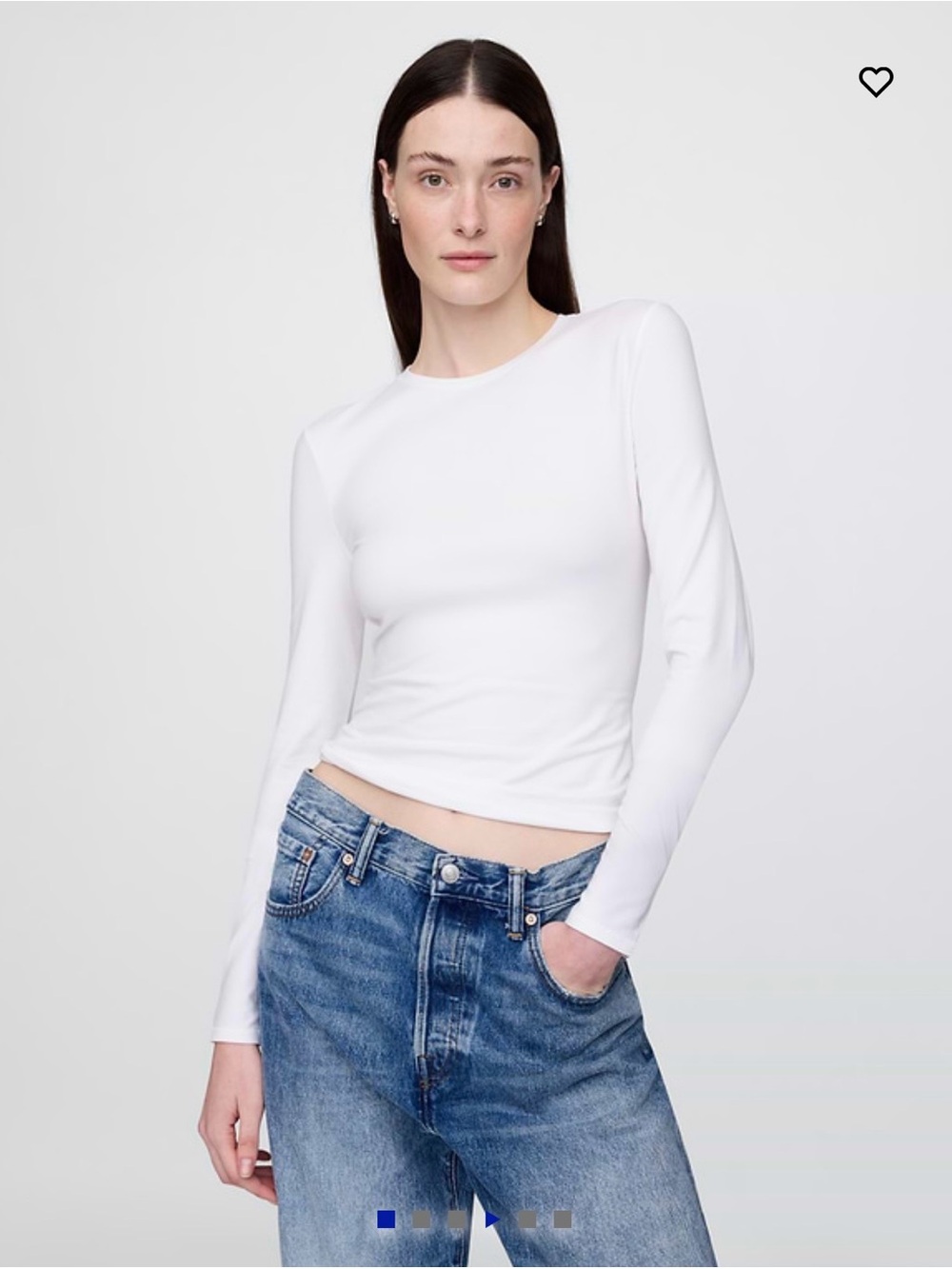 GAP White Slim Long-Sleeve Crew Tee